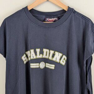 Vintage Spalding Athletic‎ T-Shirt Mens 2XL Blue Sleeveless Basketball Tee